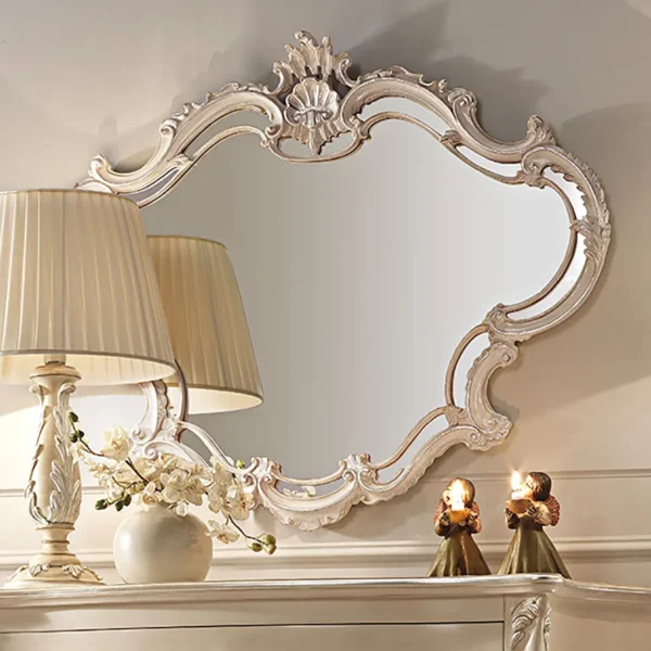 Louvre baroque mirror, pairs with the lacquered dresser, luxury Italian craftsmanship.