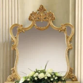 Louvre carved gold mirror, pairs with the console table, luxury Italian craftsmanship.