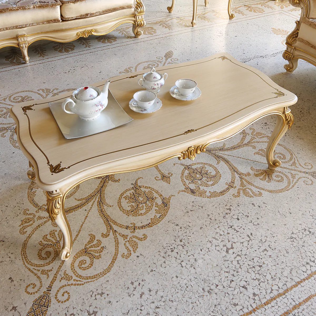 LOUVRE rectangular coffee table 2 thumbnail EN Louvre rectangular coffee table with carved legs, luxury Italian craftsmanship.