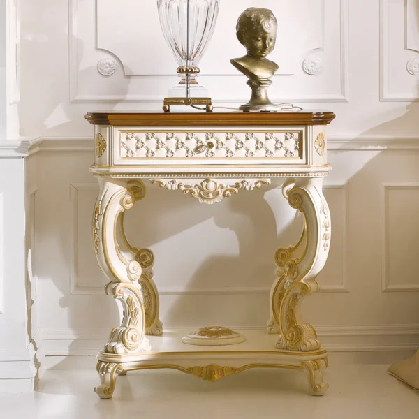 Magnum nightstand in carved wood, luxury Italian craftsmanship.