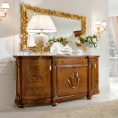 Magnum 4-door sideboard in carved wood, luxury Italian craftsmanship.