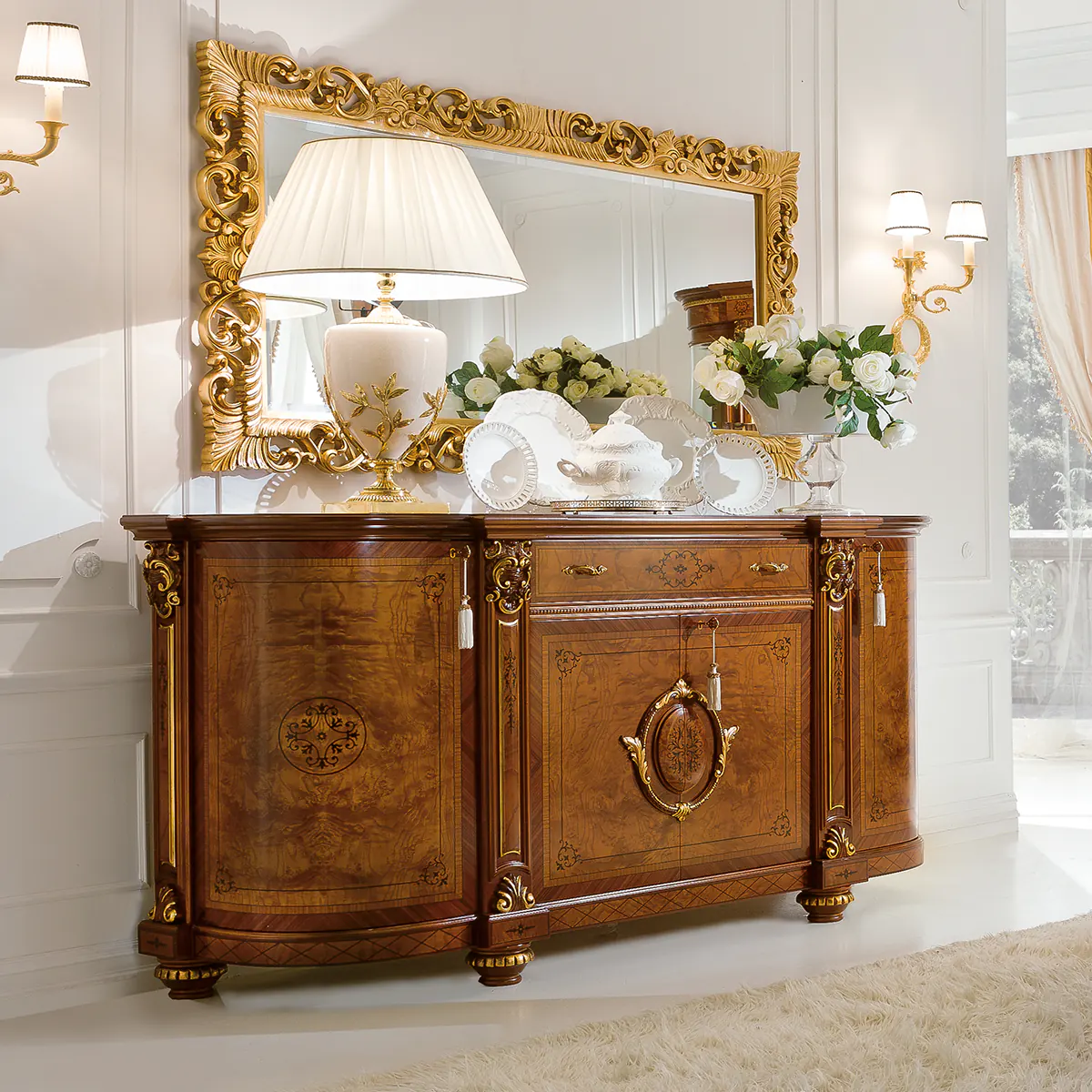 MAGNUM sideboard thumbnail EN Magnum 4-door sideboard in carved wood, luxury Italian craftsmanship.