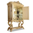 Louvre bar cabinet with mirrored shelves for glasses and bottles, luxury Italian craftsmanship.