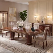 Monte Carlo LUX dining table used as a home office setting, luxury Italian dining furniture