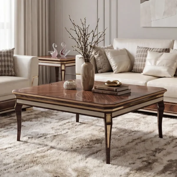 Monte Carlo LUX coffee table beside matching side table, Italian luxury living room