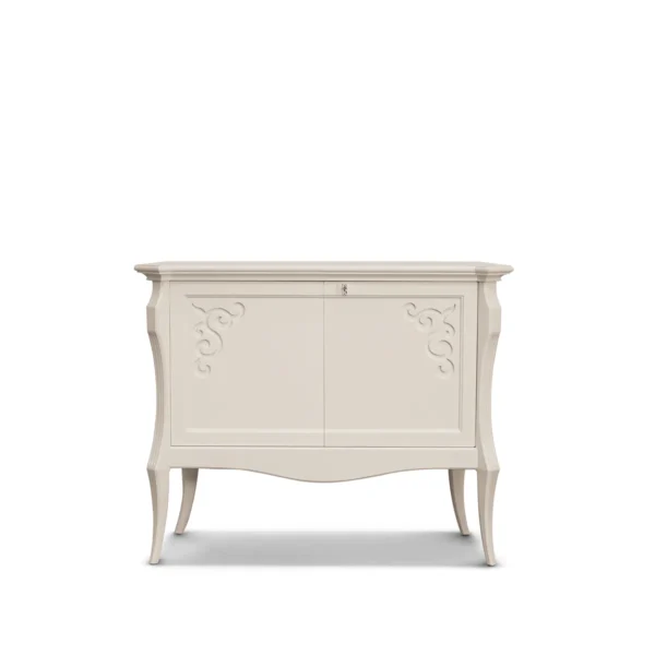 Monte Carlo 2-door sideboard in solid wood with ivory lacquer finish.