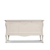 Monte Carlo 3-door sideboard in solid wood with ivory lacquer finish.