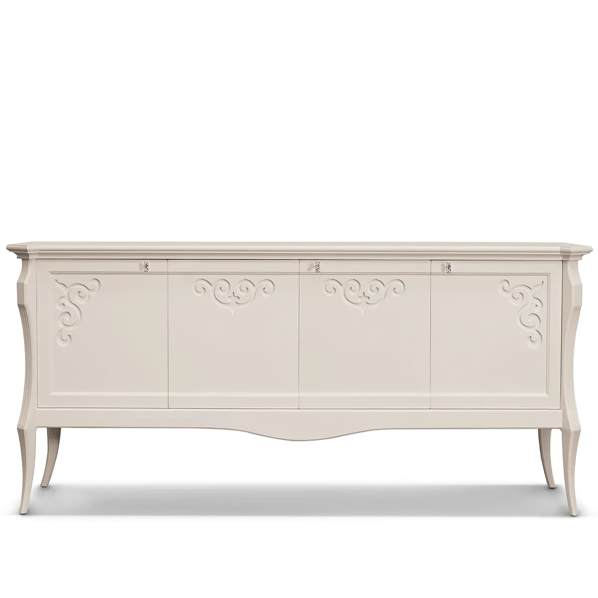 MONTE CARLO sideboard Monte Carlo sideboard in solid wood with ivory lacquer finish, luxury living room.