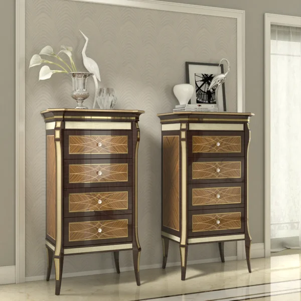 Monte Carlo LUX chest in carved wood, luxury bedroom.