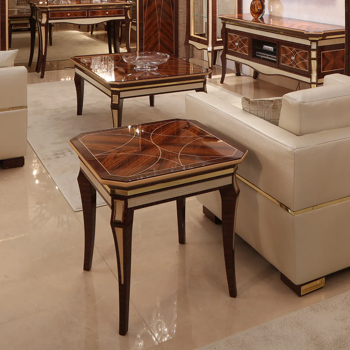 MONTE CARLO LUX coffee table Monte Carlo LUX squared side coffee table in inlaid wood.
