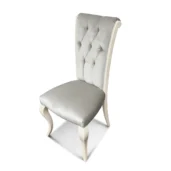 Monte Carlo chair with silver tufted upholstery, solid wood.