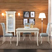 Monte Carlo square extendable table in solid wood, dining room setting.