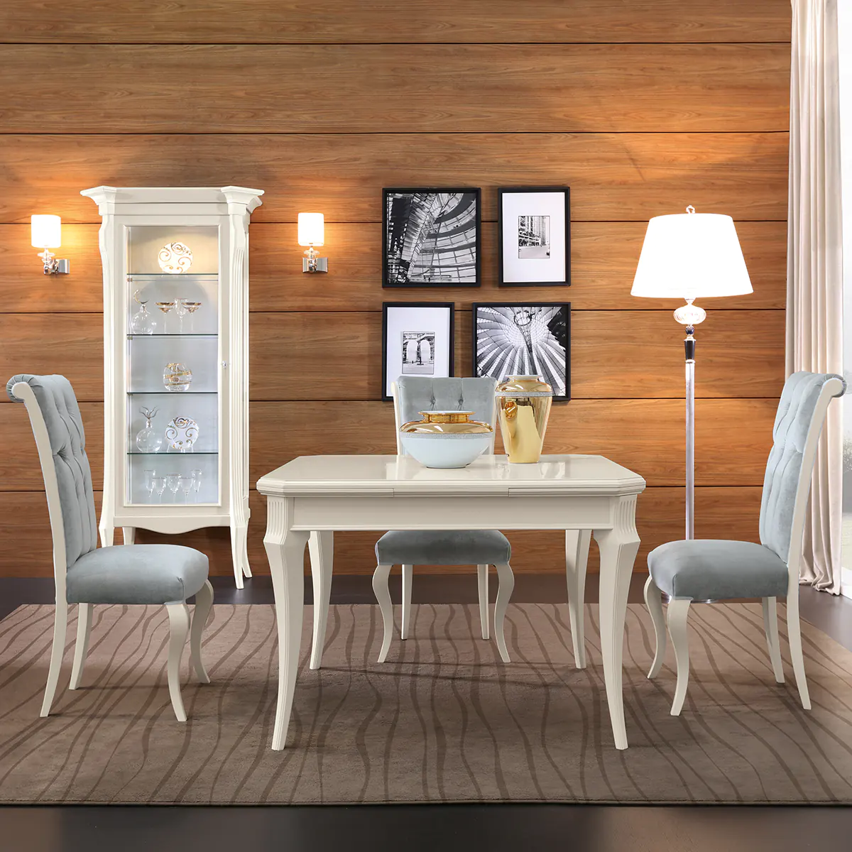 MONTE CARLO dining table Monte Carlo square extendable table in solid wood, dining room setting.