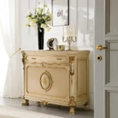 Prestige 2-door sideboard, room with floral decoration.