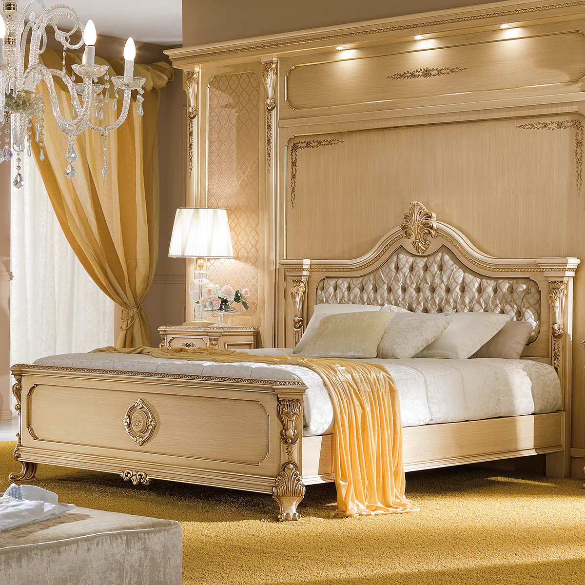 Prestige Bed - Luxurious Italian Handcrafted Bed by Marzorati Prestige bed in white ash burl wood with walnut borders.