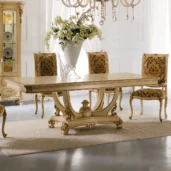 Prestige rectangular table with pedestal base, elegant dining room.