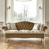 Princesse 3-seat sofa, elegant living room with chandeliers.