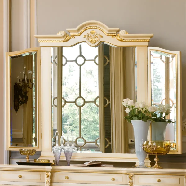 Princesse three-view mirror for vanity dresser.