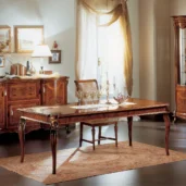 Princesse large extendable rectangular table in burl wood.