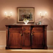 Luxurious handmade Regina wooden sideboard in elegant villa interior, classic Italian design and fine craftsmanship.