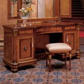 Elegant handmade Senator vanity with intricate details, adorned with flowers, perfect for luxury villa interiors.